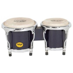 Mano Percussion Tunable 7" & 8" Pro Style Wood Shell Bongos w/ Natural Skin Heads Black